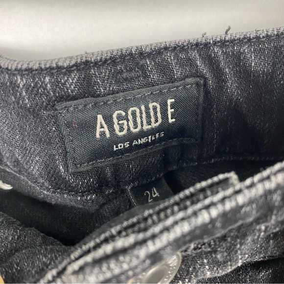 Agolde Chloe Low Rise Slim Jeans Liverpool Black Distressed Size 24 - Picture 7 of 10